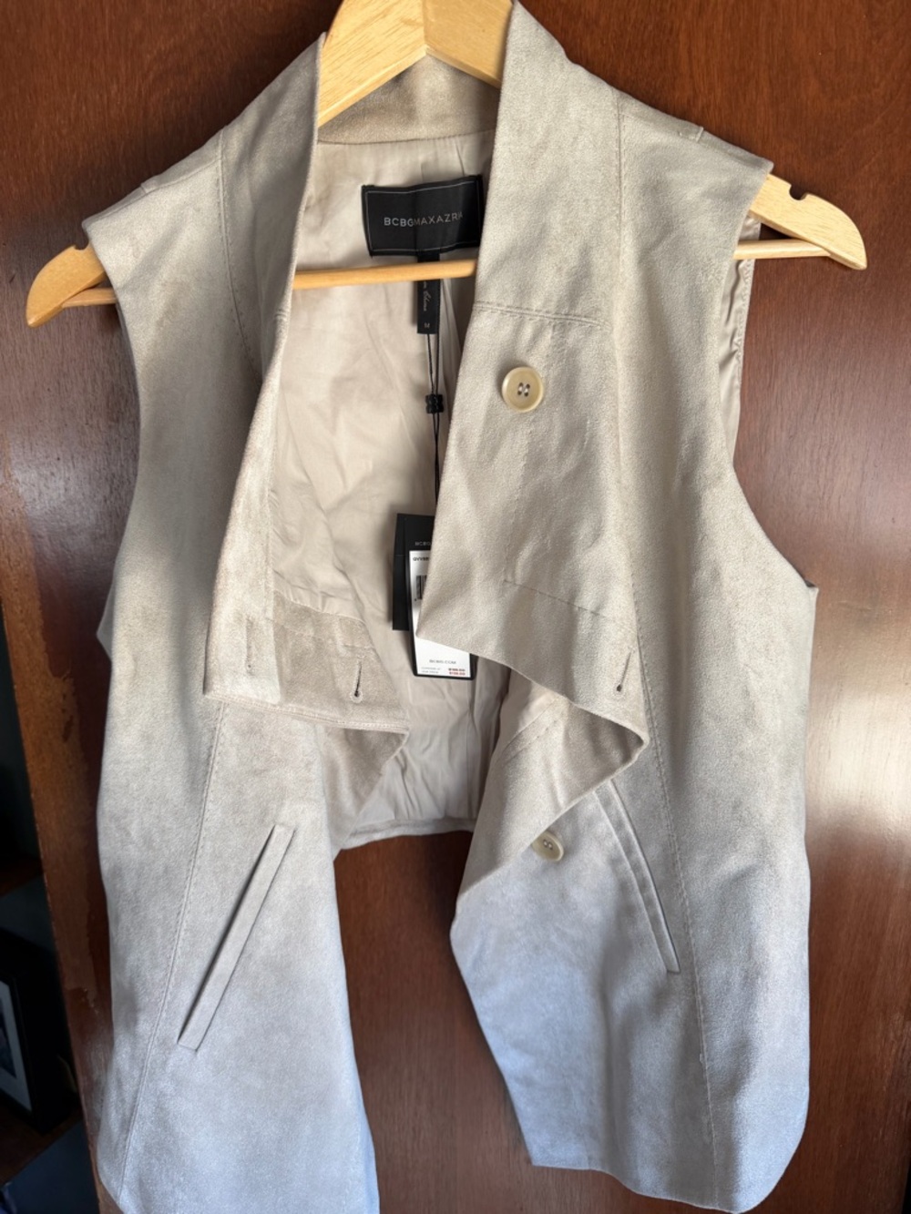 BCBGMAXAZRIA Light Suede Vest in Light Stone